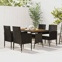  5 Piece Outdoor Dining Set Poly Rattan Black