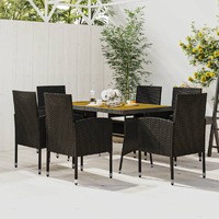  7 Piece Outdoor Dining Set Poly Rattan Black