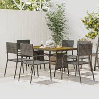  7 Piece Outdoor Dining Set Poly Rattan Grey