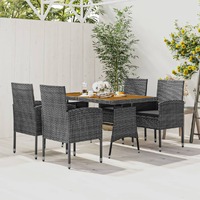  5 Piece Outdoor Dining Set Poly Rattan Grey