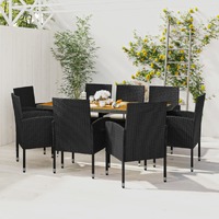  9 Piece Outdoor Dining Set Poly Rattan Black