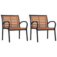  Garden Chairs 2 pcs Steel and WPC Black and Brown