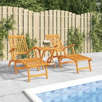  Outdoor Deck Chairs with Footrests 2 pcs Solid Wood Acacia