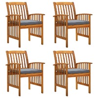  Garden Dining Chairs 4 pcs with Cushions Solid Wood Acacia