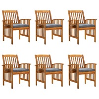  Garden Dining Chairs 6 pcs with Cushions Solid Wood Acacia