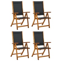  Folding Garden Chairs 4 pcs Solid Wood Acacia and Textilene