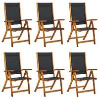  Folding Garden Chairs 6 pcs Solid Wood Acacia and Textilene