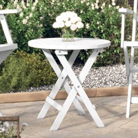  Folding Garden Table White Ø 46 cm Solid Wood Acacia