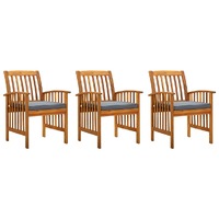  Garden Dining Chairs 3 pcs with Cushions Solid Acacia Wood