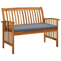  Garden Bench with Cushion 119 cm Solid Acacia Wood