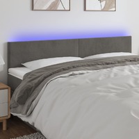  LED Headboard Dark Grey 160 cm Velvet