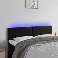  LED Headboard Black 144x5x78/88 cm Faux Leather