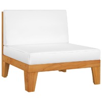  Sectional Middle Sofa &amp; Cream White Cushions Solid Acacia Wood