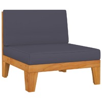  Sectional Middle Sofa with Dark Grey Cushions Solid Acacia Wood