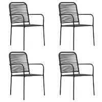  Garden Chairs 4 pcs Cotton Rope and Steel Black