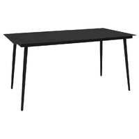  Garden Dining Table Black 150x80x74 cm Steel and Glass