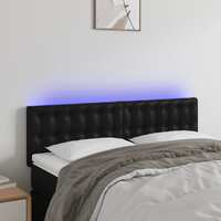  LED Headboard Black 144x5x78/88 cm Faux Leather