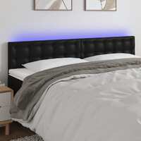  LED Headboard Black 200 cm Faux Leather
