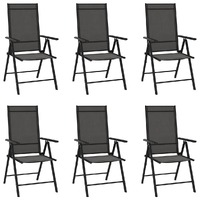  Folding Garden Chairs 6 pcs Textilene Black