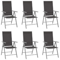  Folding Garden Chairs 6 pcs Textilene Black