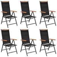  Folding Garden Chairs 6 pcs Textilene Black
