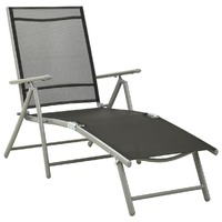  Folding Sun Lounger Textilene and Aluminium Black and Silver