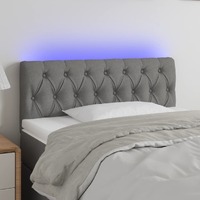  LED Headboard Dark Grey 100x7x78/88 cm Fabric