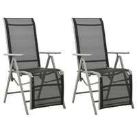  Reclining Garden Chairs 2 pcs Textilene and Aluminium Silver