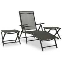  3 Piece Garden Lounge Set Textilene and Aluminium Black