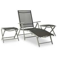  3 Piece Garden Lounge Set Textilene and Aluminium Silver