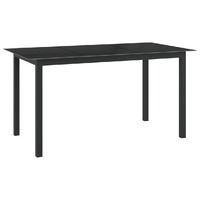  Garden Table Black 150x90x74 cm Aluminium and Glass