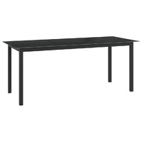  Garden Table Black 190x90x74 cm Aluminium and Glass