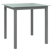  Garden Table Light Grey 80x80x74 cm Aluminium and Glass