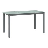  Garden Table Light Grey 150x90x74 cm Aluminium and Glass