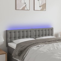  LED Headboard Dark Grey 144x5x78/88 cm Fabric