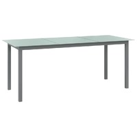  Garden Table Light Grey 190x90x74 cm Aluminium and Glass