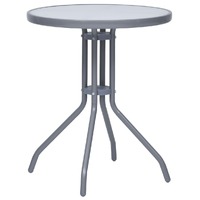  Garden Table Light Grey 60 cm Steel and Glass