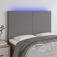  LED Headboard Dark Grey 144 cm Fabric