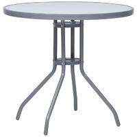  Garden Table Light Grey 80 cm Steel and Glass