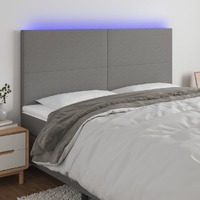  LED Headboard Dark Grey 160x5x118/128 cm Fabric