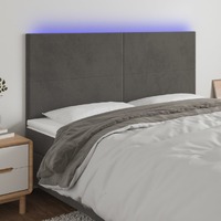  LED Headboard Dark Grey 160x5x118/128 cm Velvet