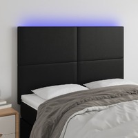  LED Headboard Black 144x5x118/128 cm Faux Leather