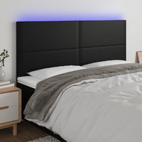  LED Headboard Black 160x5x118/128 cm Faux Leather