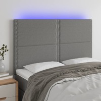  LED Headboard Dark Grey 144x5x118/128 cm Fabric