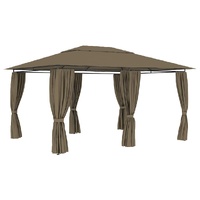  Garden Marquee with Curtains 4x3 m Taupe 180 g/m²