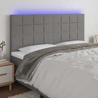  LED Headboard Dark Grey 160x5x118/128 cm Fabric