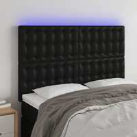  LED Headboard Black 144x5x118/128 cm Faux Leather