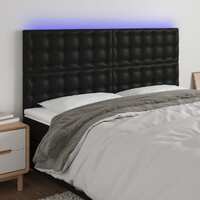  LED Headboard Black 160 cm Faux Leather