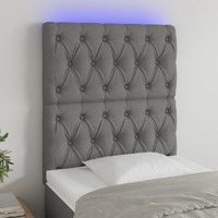  LED Headboard Dark Grey 80 cm Fabric