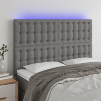  LED Headboard Dark Grey 144x5x118/128 cm Fabric